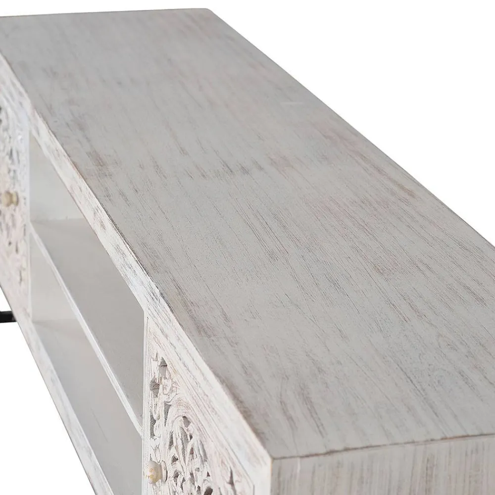 Wohnen Tv & Hifi-Möbel|Lowboards<TV Lowboard in Mangoholz White Wash - Fudorus