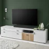 Wohnen Tv & Hifi-Möbel|Lowboards<TV Lowboard in Mattweiß mit Wildeiche - Nenaloro