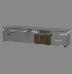 Wohnen Tv & Hifi-Möbel|Lowboards<TV Lowboard in Mattweiß mit Wildeiche - Nenaloro