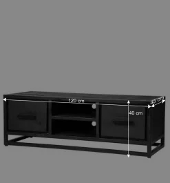 Wohnen Tv & Hifi-Möbel|Lowboards<TV Lowboard in Schwarz Antik Finish - Esturado