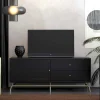 Wohnen Tv & Hifi-Möbel|Lowboards<TV Lowboard in Schwarz mit Gold - Prasery