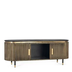 Wohnen Tv & Hifi-Möbel|Lowboards<TV Lowboard in Schwarz mit Bronze - Hayato