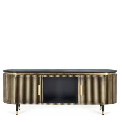 Wohnen Tv & Hifi-Möbel|Lowboards<TV Lowboard in Schwarz mit Bronze - Hayato