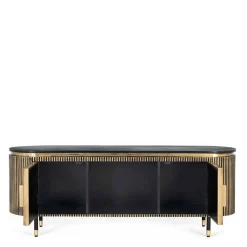 Wohnen Tv & Hifi-Möbel|Lowboards<TV Lowboard in Schwarz mit Bronze - Hayato