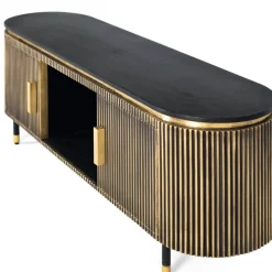Wohnen Tv & Hifi-Möbel|Lowboards<TV Lowboard in Schwarz mit Bronze - Hayato