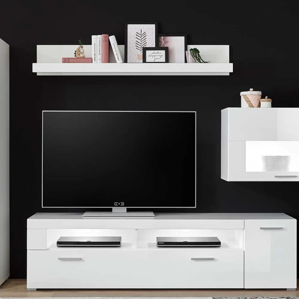 Wohnen Tv & Hifi-Möbel|Lowboards<TV Lowboard in Weiß hochglänzend - Timmona