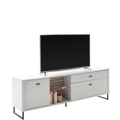 Wohnen Tv & Hifi-Möbel<TV Lowboard in Weiß mit Wildeiche - Varzino
