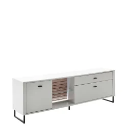 Wohnen Tv & Hifi-Möbel<TV Lowboard in Weiß mit Wildeiche - Varzino