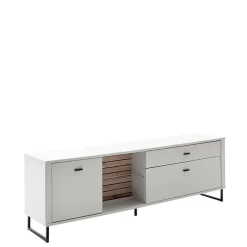 Wohnen Tv & Hifi-Möbel<TV Lowboard in Weiß mit Wildeiche - Varzino