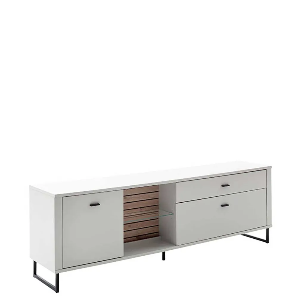 Wohnen Tv & Hifi-Möbel<TV Lowboard in Weiß mit Wildeiche - Varzino