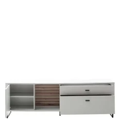 Wohnen Tv & Hifi-Möbel<TV Lowboard in Weiß mit Wildeiche - Varzino