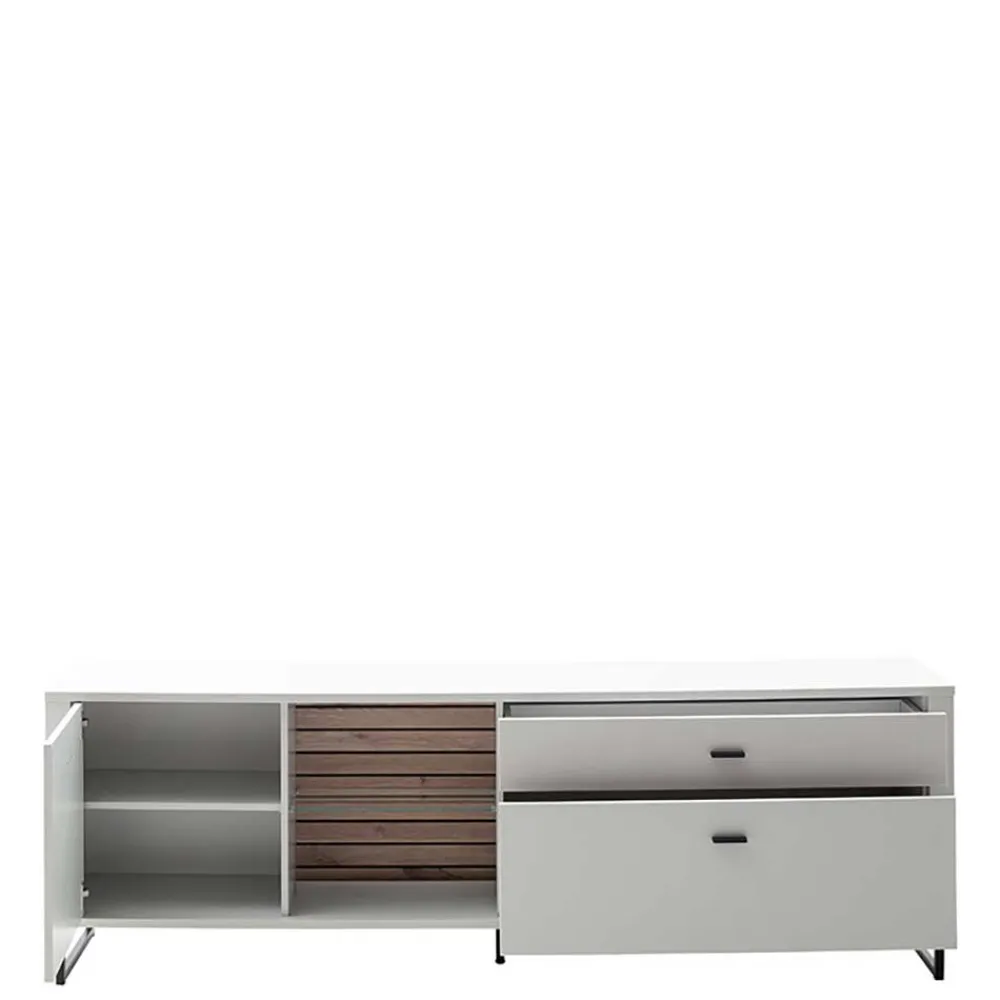Wohnen Tv & Hifi-Möbel<TV Lowboard in Weiß mit Wildeiche - Varzino