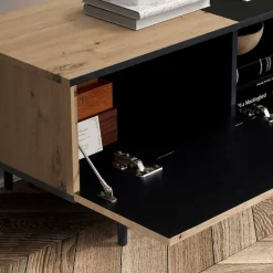 Wohnen Tv & Hifi-Möbel|Lowboards<TV Lowboard in Wildeiche Optik & Schwarz - Camplona
