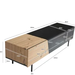 Wohnen Tv & Hifi-Möbel|Lowboards<TV Lowboard in Wildeiche Optik & Schwarz - Camplona