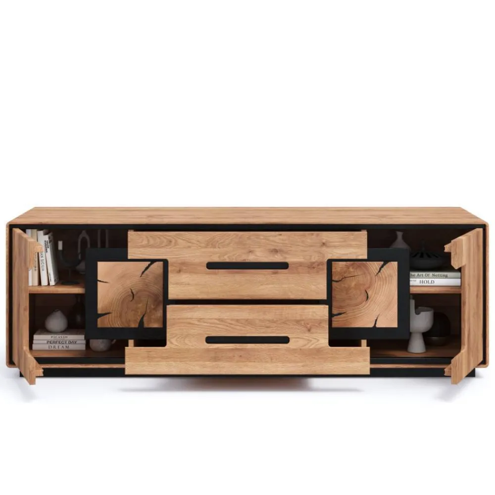 Wohnen Tv & Hifi-Möbel|Lowboards<TV Lowboard mit Hirnholz Applikationen - Shipper