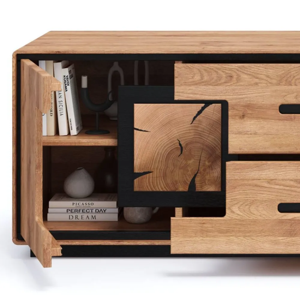 Wohnen Tv & Hifi-Möbel|Lowboards<TV Lowboard mit Hirnholz Applikationen - Shipper
