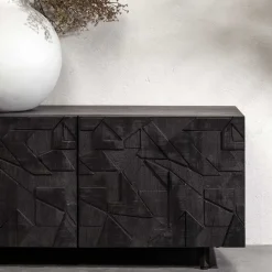 Wohnen Tv & Hifi-Möbel|Lowboards<TV Lowboard mit Schnitzereien Front - Eiken