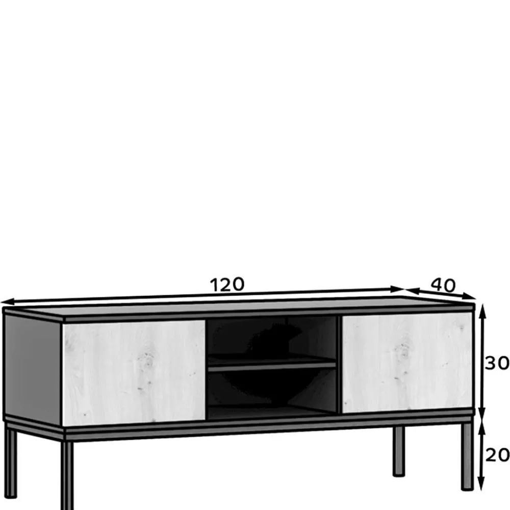 Wohnen Lowboards<TV Lowboard mit zwei Türen und Fächern - Cavan