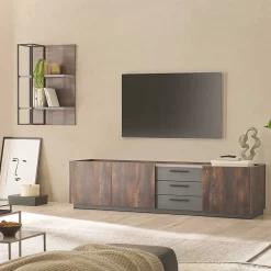 Wohnen Wohnwände<TV Lowboard und Wandregal Set - Mundo (zweiteilig)