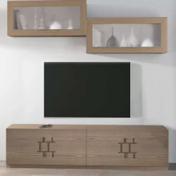 Wohnen Wohnwände<TV Möbel Set in Esche Dunkel - Lacruzira (vierteilig)