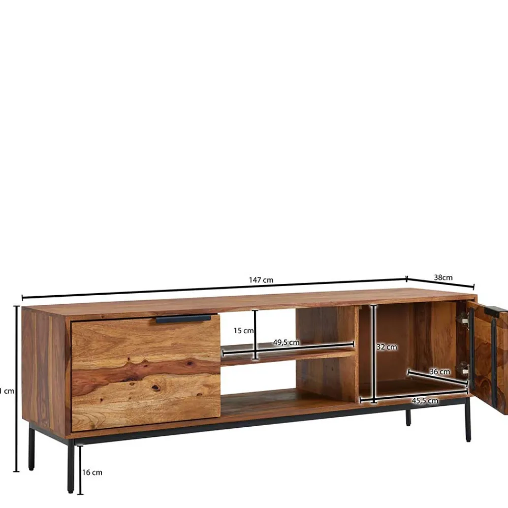 Wohnen Tv & Hifi-Möbel|Lowboards<TV Schrank aus Sheesham Massivholz - Placer