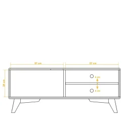 Wohnen Tv & Hifi-Möbel|Lowboards<TV Tisch mit Tür & Fächern aus Kernbuche - Junola