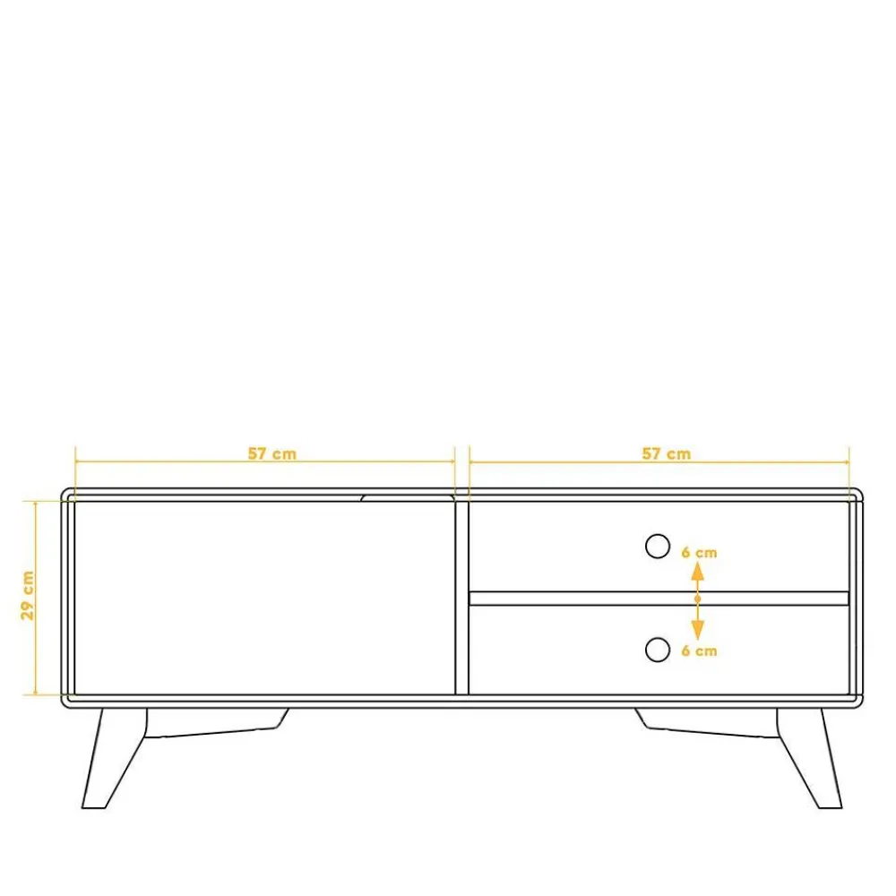 Wohnen Tv & Hifi-Möbel|Lowboards<TV Tisch mit Tür & Fächern aus Kernbuche - Junola