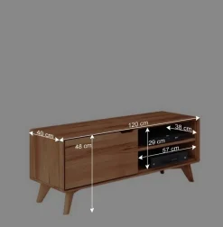 Wohnen Tv & Hifi-Möbel|Lowboards<TV Tisch mit Tür & Fächern aus Kernbuche - Junola