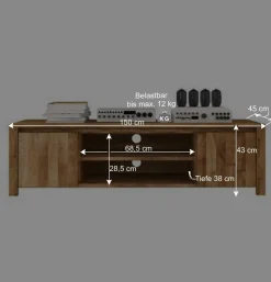 Wohnen Tv & Hifi-Möbel|Lowboards<TV Tisch Nadalia aus Wildeiche Massivholz