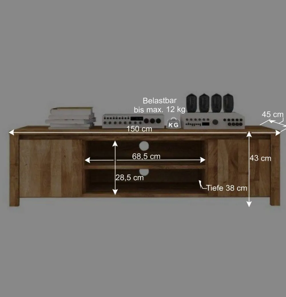 Wohnen Tv & Hifi-Möbel|Lowboards<TV Tisch Nadalia aus Wildeiche Massivholz