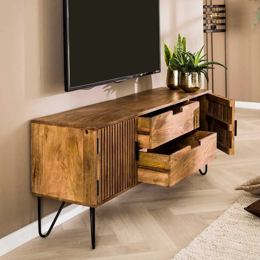 Wohnen Tv & Hifi-Möbel|Lowboards<TV Unterschrank aus Mangoholz in Sandfarben - Baina