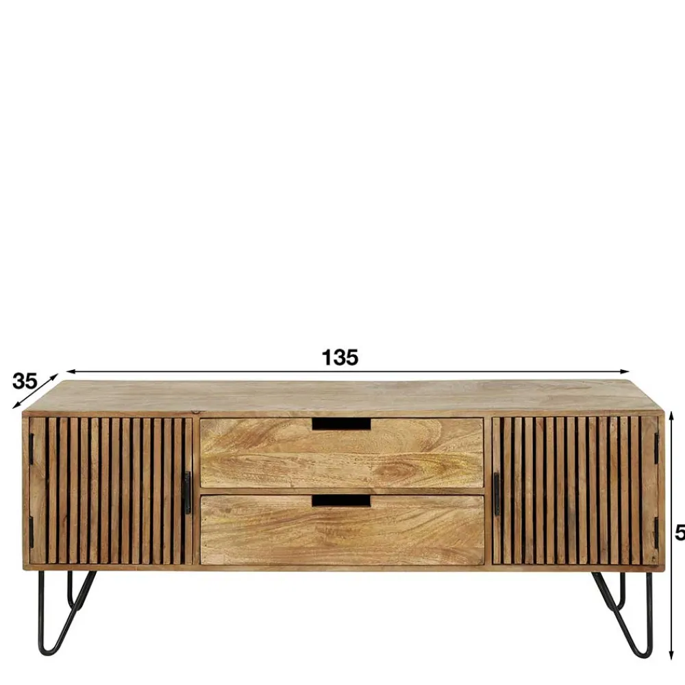 Wohnen Tv & Hifi-Möbel|Lowboards<TV Unterschrank aus Mangoholz in Sandfarben - Baina