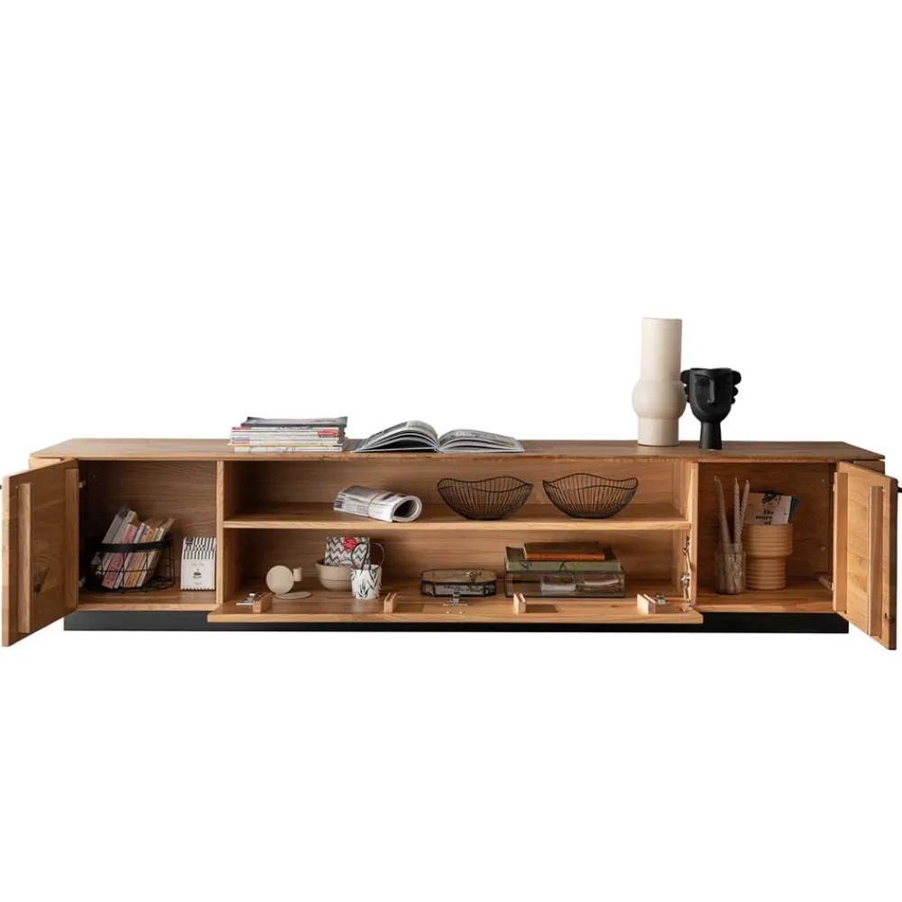 Wohnen Tv & Hifi-Möbel|Lowboards<TV Unterschrank aus Wildeiche mit Metallgriffen - Ilfred