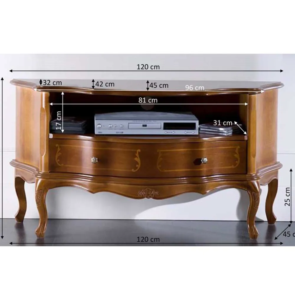 Wohnen Tv & Hifi-Möbel|Lowboards<TV Unterschrank im Barock Stil Dentro Nussbaumfarben