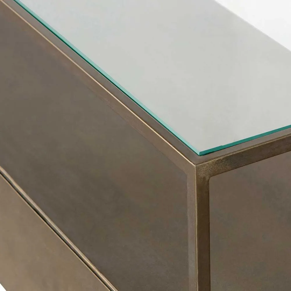 Wohnen Tv & Hifi-Möbel|Lowboards<TV Unterschrank in Altmessing Metall - Liviano