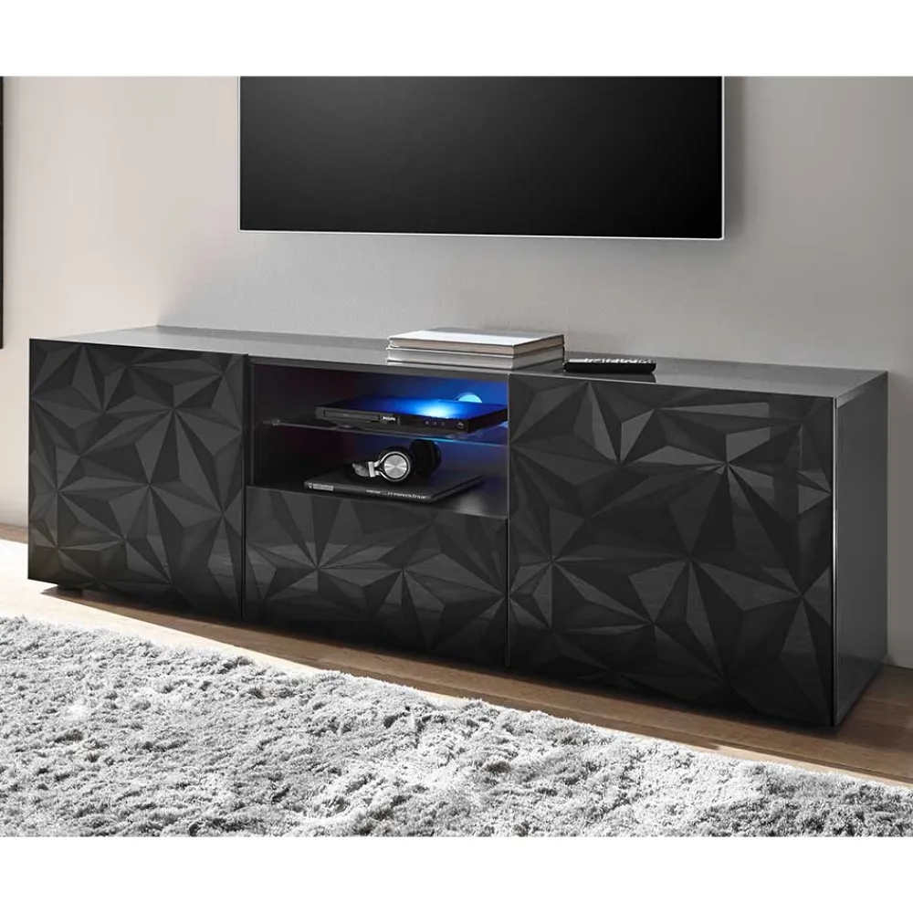 Wohnen Tv & Hifi-Möbel|Lowboards<TV Unterschrank in Anthrazit Hochglanz - Kuriasna