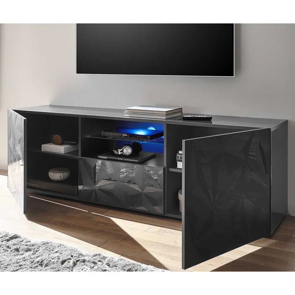 Wohnen Tv & Hifi-Möbel|Lowboards<TV Unterschrank in Anthrazit Hochglanz - Kuriasna