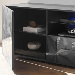 Wohnen Tv & Hifi-Möbel|Lowboards<TV Unterschrank in Anthrazit Hochglanz - Kuriasna