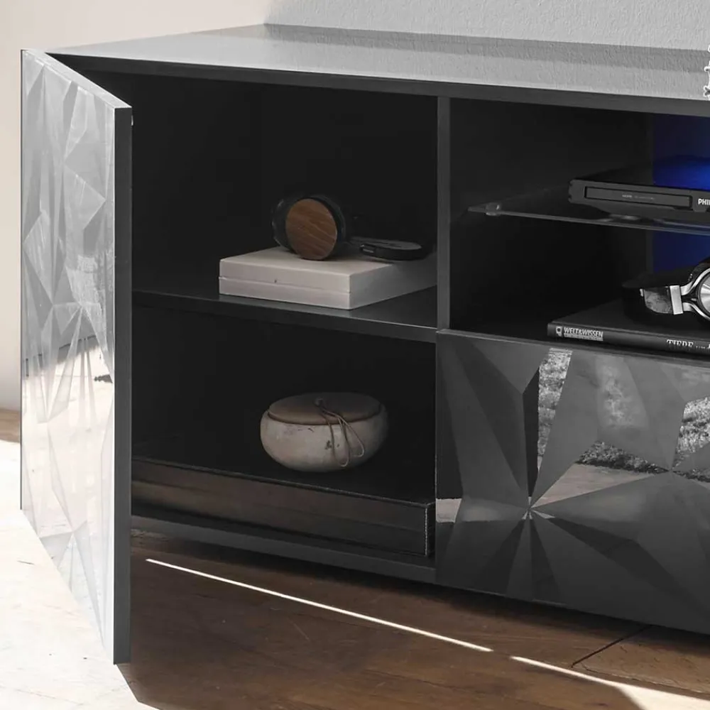 Wohnen Tv & Hifi-Möbel|Lowboards<TV Unterschrank in Anthrazit Hochglanz - Kuriasna