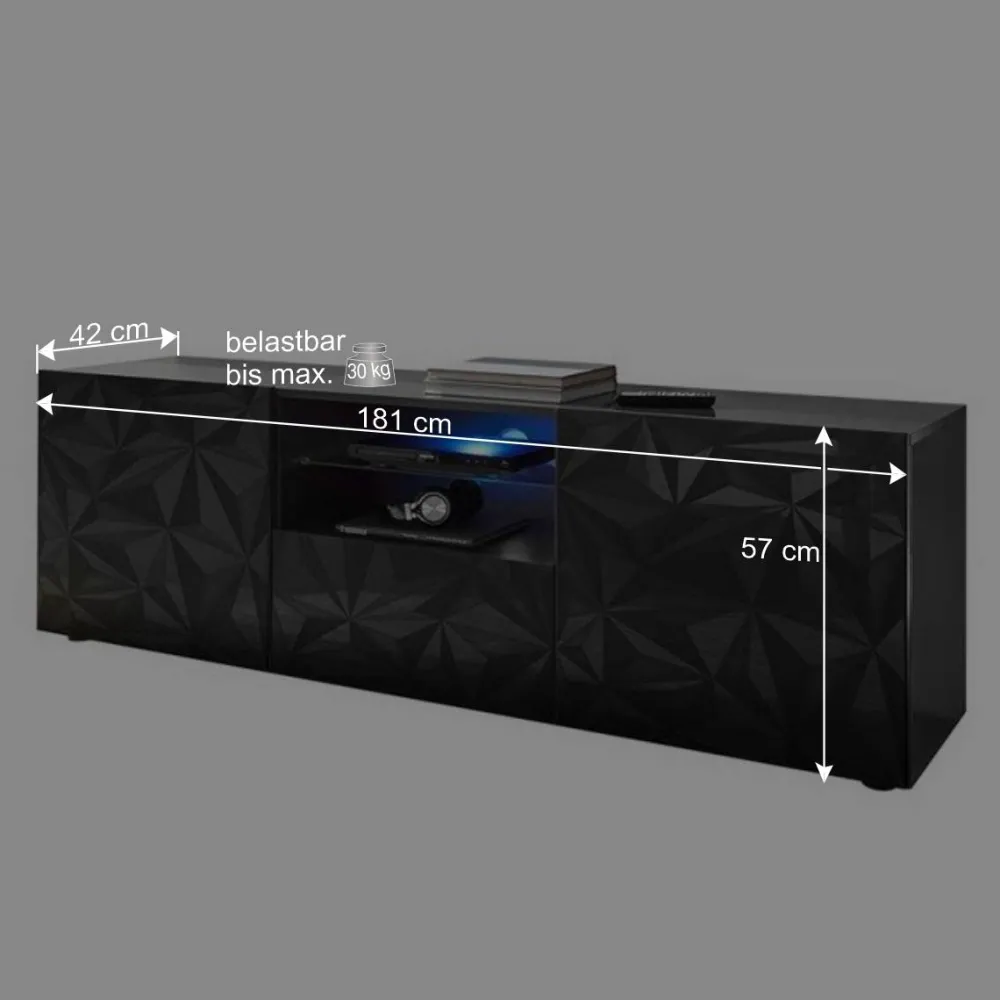 Wohnen Tv & Hifi-Möbel|Lowboards<TV Unterschrank in Anthrazit Hochglanz - Kuriasna