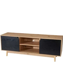 Wohnen Tv & Hifi-Möbel|Lowboards<TV Unterschrank in Dekor Eiche Natur und Schwarz - Heraklion