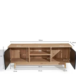 Wohnen Tv & Hifi-Möbel|Lowboards<TV Unterschrank in Dekor Eiche Natur und Schwarz - Heraklion