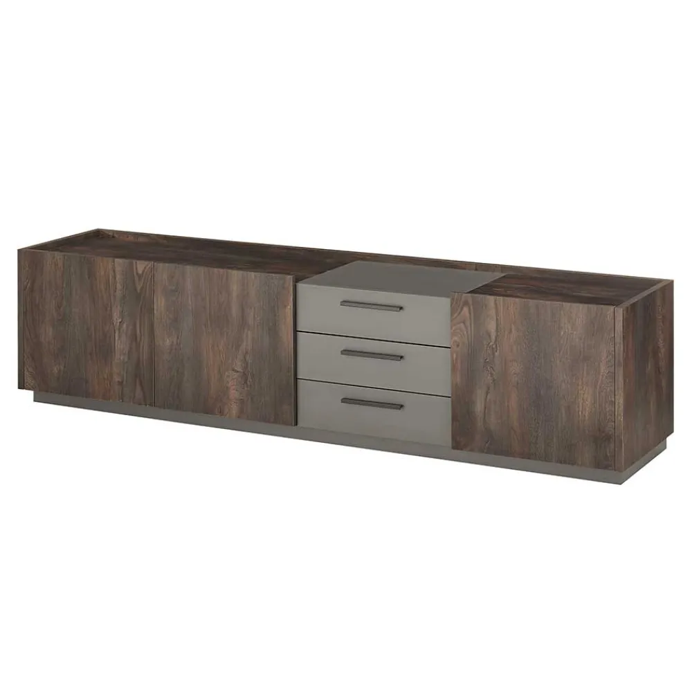 Wohnen Tv & Hifi-Möbel|Lowboards<TV Unterschrank in Eiche Dunkel und Anthrazit - Mundo