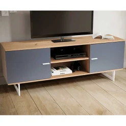Wohnen Tv & Hifi-Möbel|Lowboards<TV Unterschrank in Eiche Optik mit Grau - Flurin