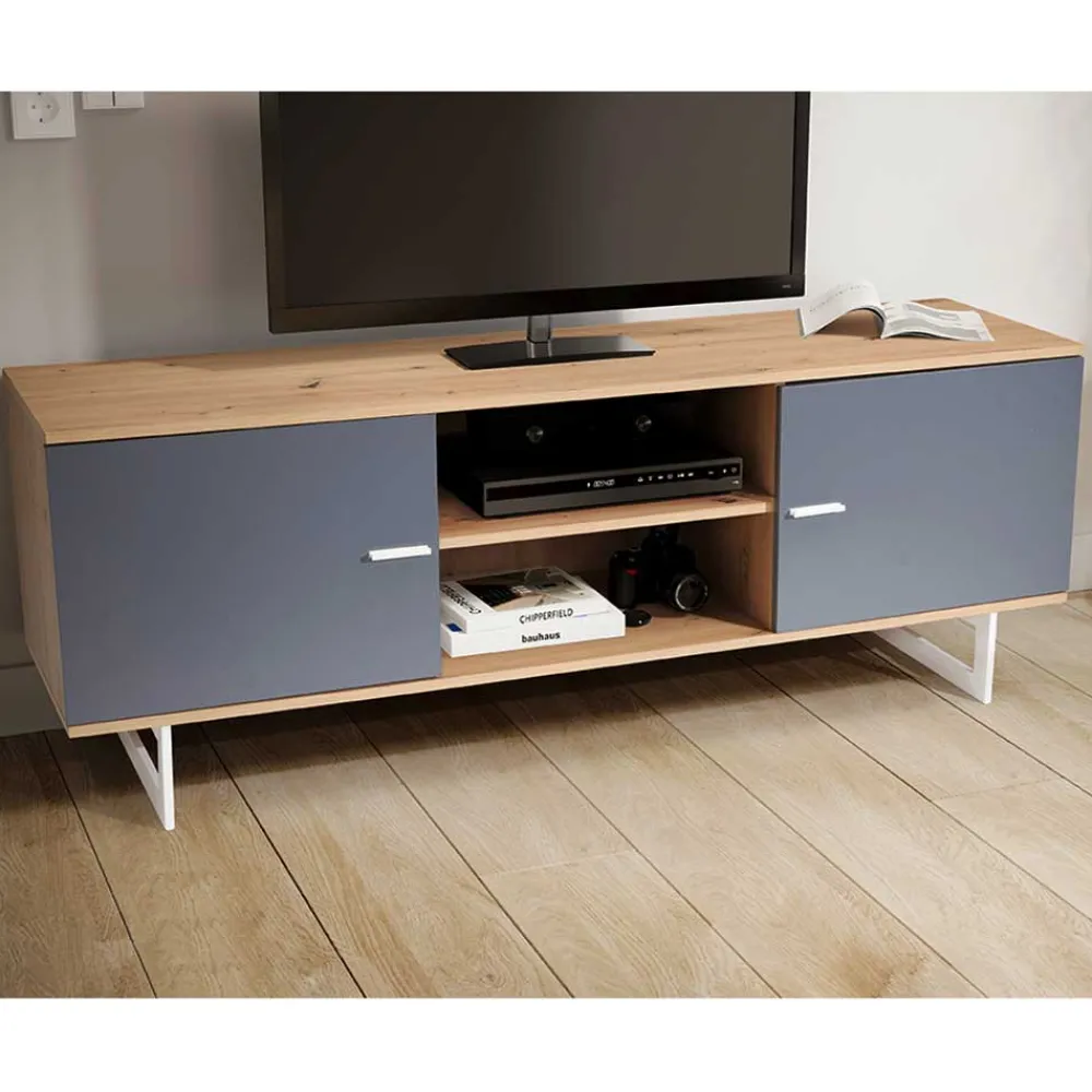 Wohnen Tv & Hifi-Möbel|Lowboards<TV Unterschrank in Eiche Optik mit Grau - Flurin