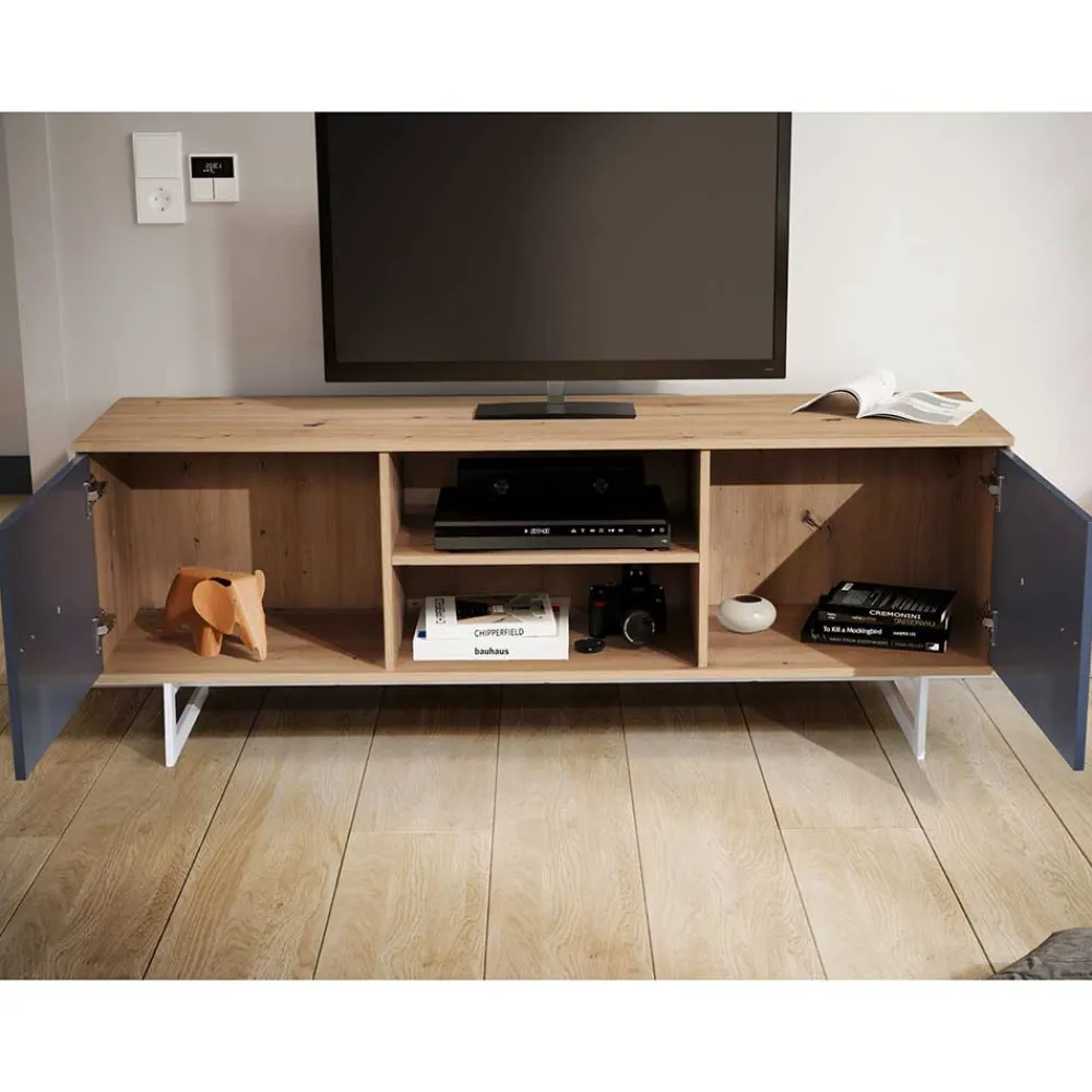 Wohnen Tv & Hifi-Möbel|Lowboards<TV Unterschrank in Eiche Optik mit Grau - Flurin