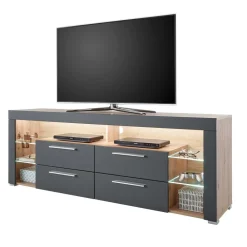 Wohnen Tv & Hifi-Möbel|Lowboards<TV Unterschrank in Grau & Asteiche Dekor - Noelle