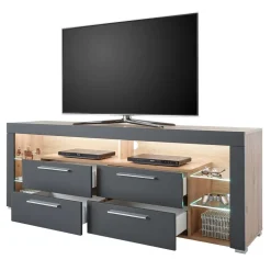 Wohnen Tv & Hifi-Möbel|Lowboards<TV Unterschrank in Grau & Asteiche Dekor - Noelle