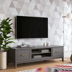 Wohnen Tv & Hifi-Möbel|Lowboards<TV Unterschrank in Grau und Gold - Tamila