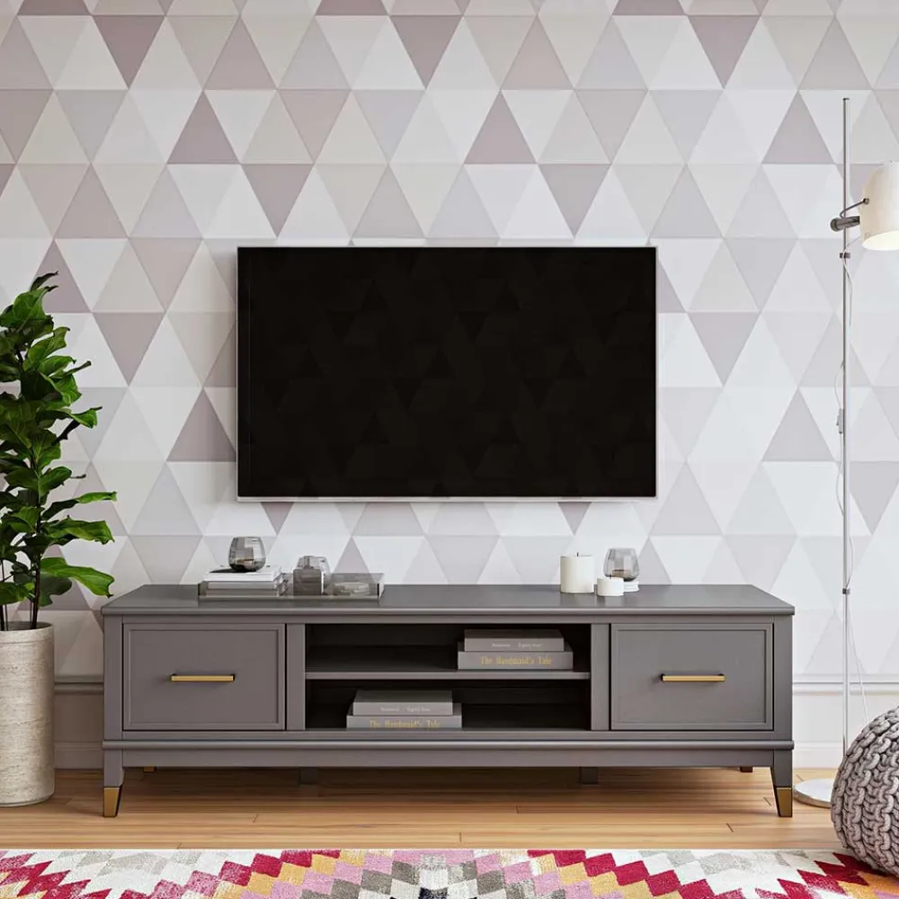 Wohnen Tv & Hifi-Möbel|Lowboards<TV Unterschrank in Grau und Gold - Tamila